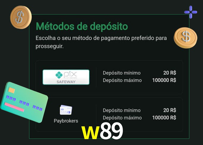 O cassino w89 oferece uma grande variedade de métodos de pagamento